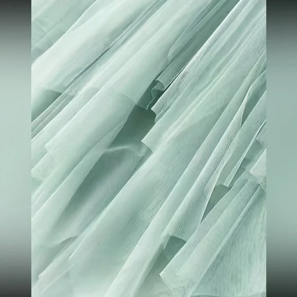 Luxe mesh asymmetrical hem maxi skirt - Picture 12 of 15